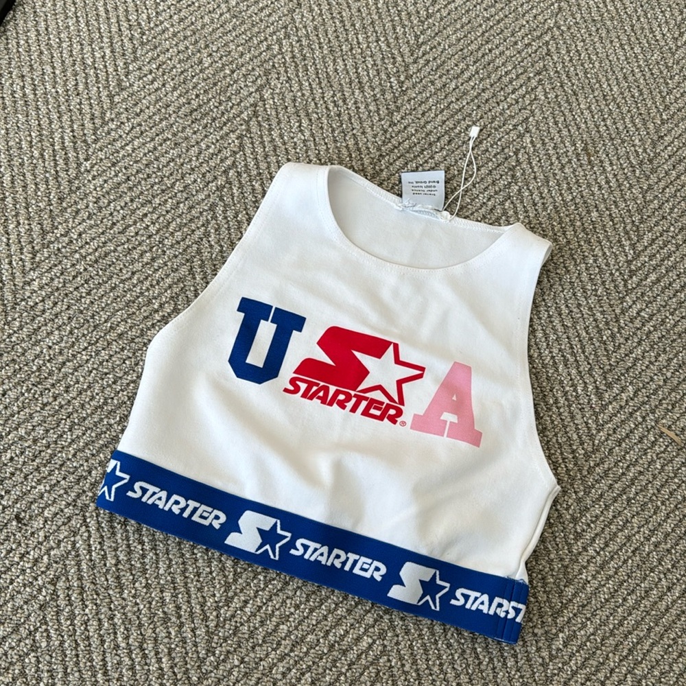 Zara red white & blue starter crop top size M fits like XS